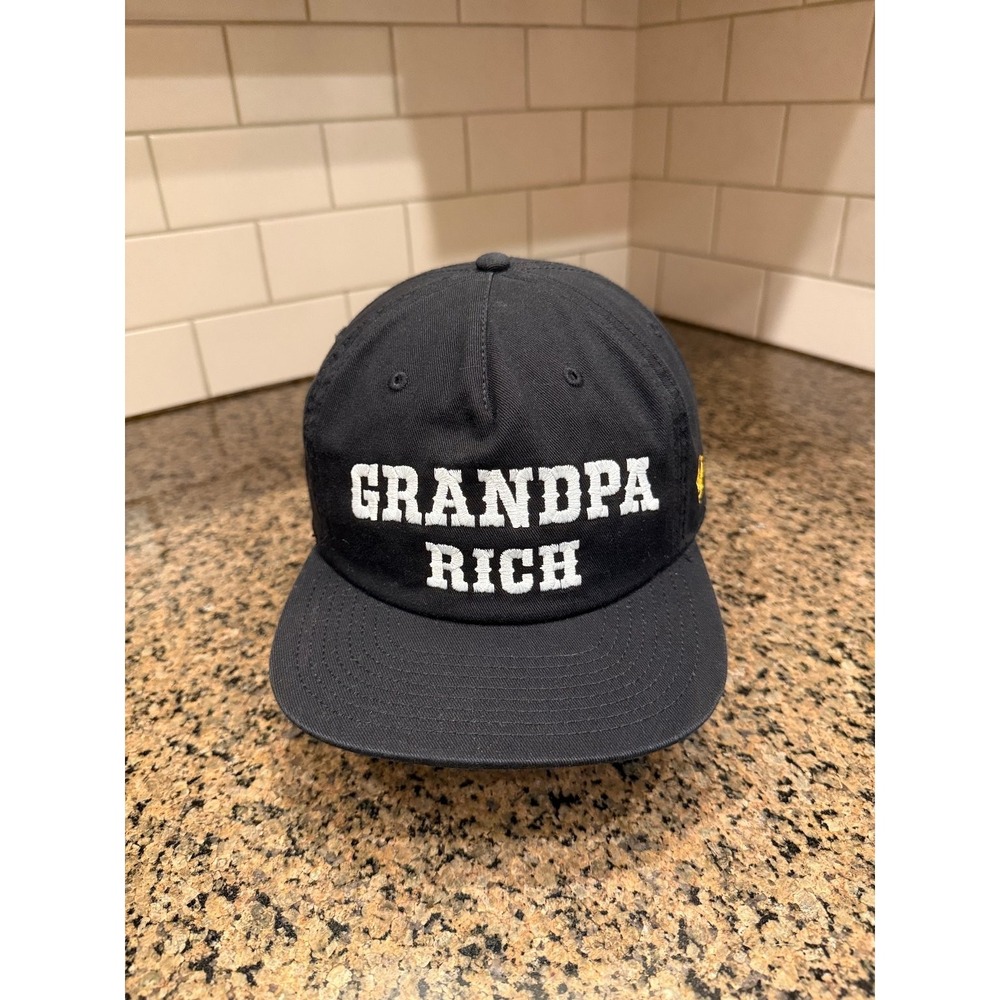 Grandpa Rich AS Colour Class Five Panel Hat Black Strap Back Mens Black Cotton